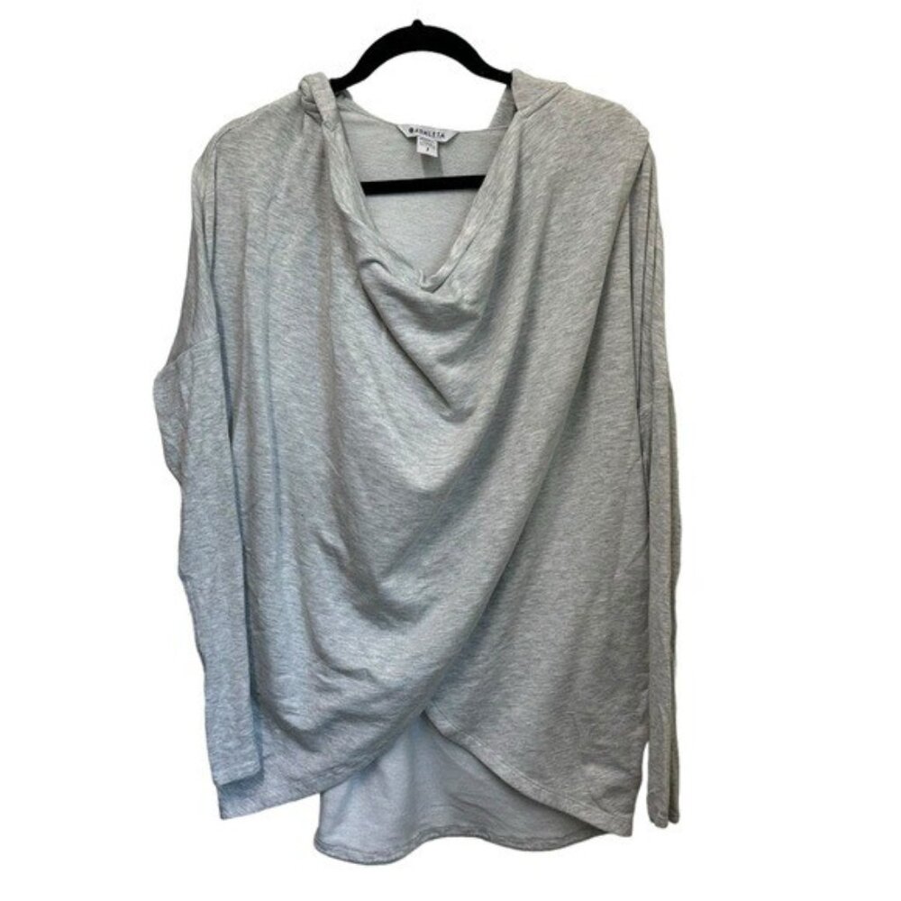 Athleta S Purana Wrap Nirvana Sweatshirt Hoodie 486073 Gray Heather Draped Tunic